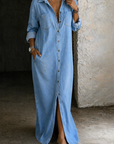 Jasmoria - Lange denim overhemd jurk voor dames