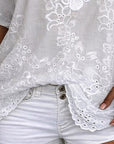 Cavoria - Witte blouse voor vrouwen met geborduurde kant