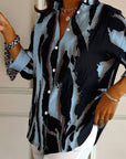 Telyra - Blouse Met Hoge Kraag Irregulier Print