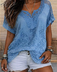 Cavoria - Witte blouse voor vrouwen met geborduurde kant