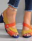 Elyvora - Dames orthopedische sandalen met gekleurde blokhak en kruislings banden