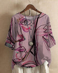 Averitha - Kunstzinnige dames T-shirt met 3/4 mouwen en ronde hals
