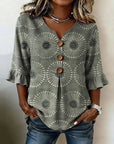 Cenovelle - Vintage blouse voor dames met volantmouwen en knopen