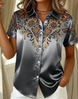 Quinessa - Dames satijnen blouse met bloemenprint