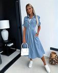 Ellie - Chic Denim Midi Dress