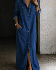 Jasmoria - Lange denim overhemd jurk voor dames