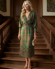 Falune - Midi jurk voor dames met een elegante strakke taille en print