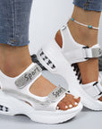 Calyvra - Dames sandalen platform strass velcro luchtzool sport