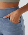 Ruvessa - Dames jeans met hoge taille brede pijpen zeer rekbaar moderne snit