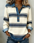 Brinalyne - Trui met Lange Mouwen en Kraag en Color Blocking