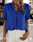 Flore - Blouse met korte mouwen en een V-hals
