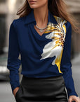 Laureline - Glimmende Blouse met Geplooide Kraag - Chic & Tijdloos