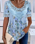 Amalina - Korte mouwen T-shirt met bloemenprint