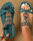 Hovira - Comfortabele Boheemse Platte Sandalen in Ibiza Chic Stijl