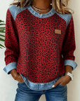 Averelisse - Casual Jeans Patchwork Leoprint Trui