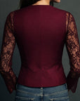 Bruxelle - Elegante Damesblouse van Kant met Transparante Mouwen