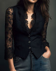 Bruxelle - Elegante Damesblouse van Kant met Transparante Mouwen