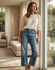Cazira - Dames Jeans Rechstreeks Cropped Denim Moderne Comfort