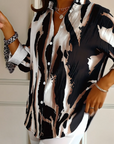 Telyra - Blouse Met Hoge Kraag Irregulier Print