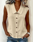 Dovirelle - Mouwloze blouse voor dames met V-hals en elegante knopen