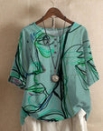 Averitha - Kunstzinnige dames T-shirt met 3/4 mouwen en ronde hals