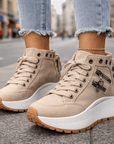 Jasmyra - Platform sneakers voor dames in blauwe denim chunky moderne stijl