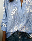Pelyxa - Damesblouse met bloemenprint van katoen elegante regular fit voor de zomer