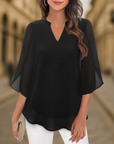 Ozyra - Vloeiende Chiffon Blouse met Elegante V-hals