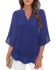 Ozyra - Vloeiende Chiffon Blouse met Elegante V-hals