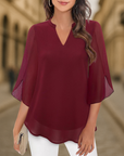 Ozyra - Vloeiende Chiffon Blouse met Elegante V-hals