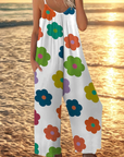 Dovellae - Dames Jumpsuit Met Fijne Bandjes Bloemenprint Brede Benen Zomer