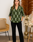 Florina - Elegant Patroon Lange Mouw Casual Blouse