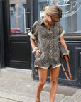 Tessia - Mini Romper met Cheetah print