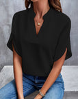 Kiana - Blouse Unicolore met Col en V
