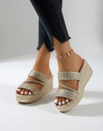 Hysoria - Dames sandalen met gevlochten hakken en gekruiste banden