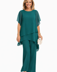 Avelonix - Vrouwen tweedelig ensemble elegante vloeiende brede broek avond