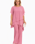 Avelonix - Vrouwen tweedelig ensemble elegante vloeiende brede broek avond