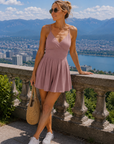 Mirestra - Dames jumpsuit met ribstof short en geïntegreerde uitlopende rok
