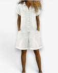 Rovellea - Korte denim jumpsuit voor vrouwen met knopen casual zomer