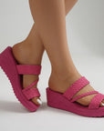 Hysoria - Dames sandalen met gevlochten hakken en gekruiste banden