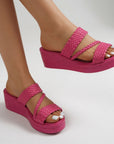 Hysoria - Dames sandalen met gevlochten hakken en gekruiste banden