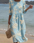 Delyth - Midi Vloeiende Broderie Jurk Vintage Elegantie