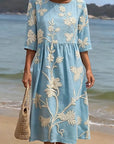 Delyth - Midi Vloeiende Broderie Jurk Vintage Elegantie