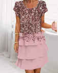 Elif - Bloemen geplooide jurk met ruches