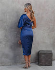 Estelle️ - One shoulder satijnen jurk