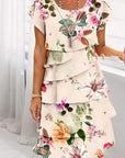 Elif - Bloemen geplooide jurk met ruches