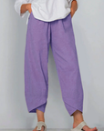 Belythia - Vintage asymmetrische hoge taille damesbroek met zakken