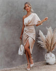 Estelle️ - One shoulder satijnen jurk