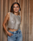 Scarlett - She's a Gem Silver Rhinestone Tank