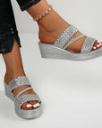 Hysoria - Dames sandalen met gevlochten hakken en gekruiste banden